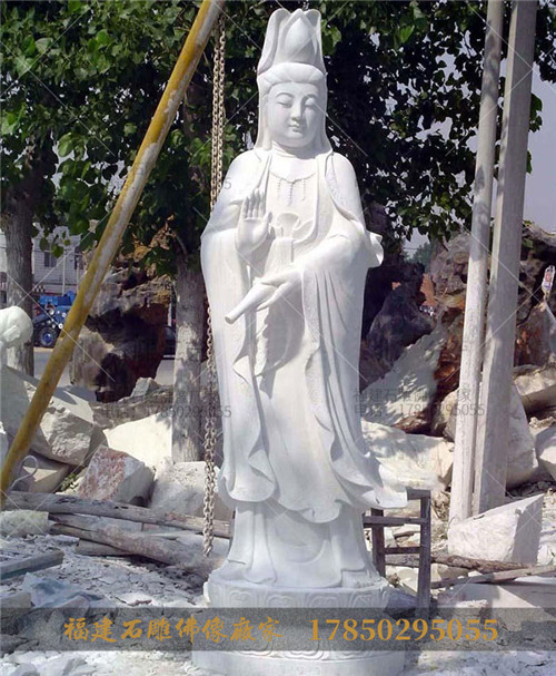 汉白玉观音站像,石雕观音图片,观音立像雕塑