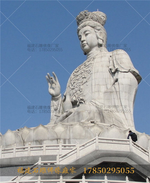 惠安大型石雕观音,坐式石雕自在观音,石雕观音供应商