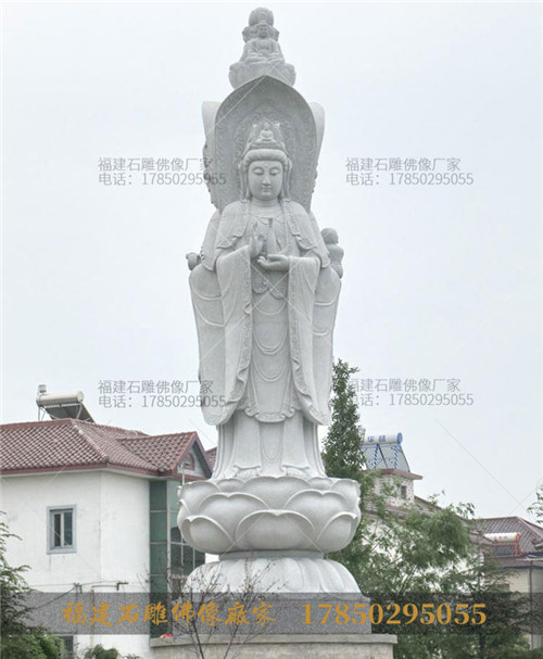 石雕三面观音像雕塑