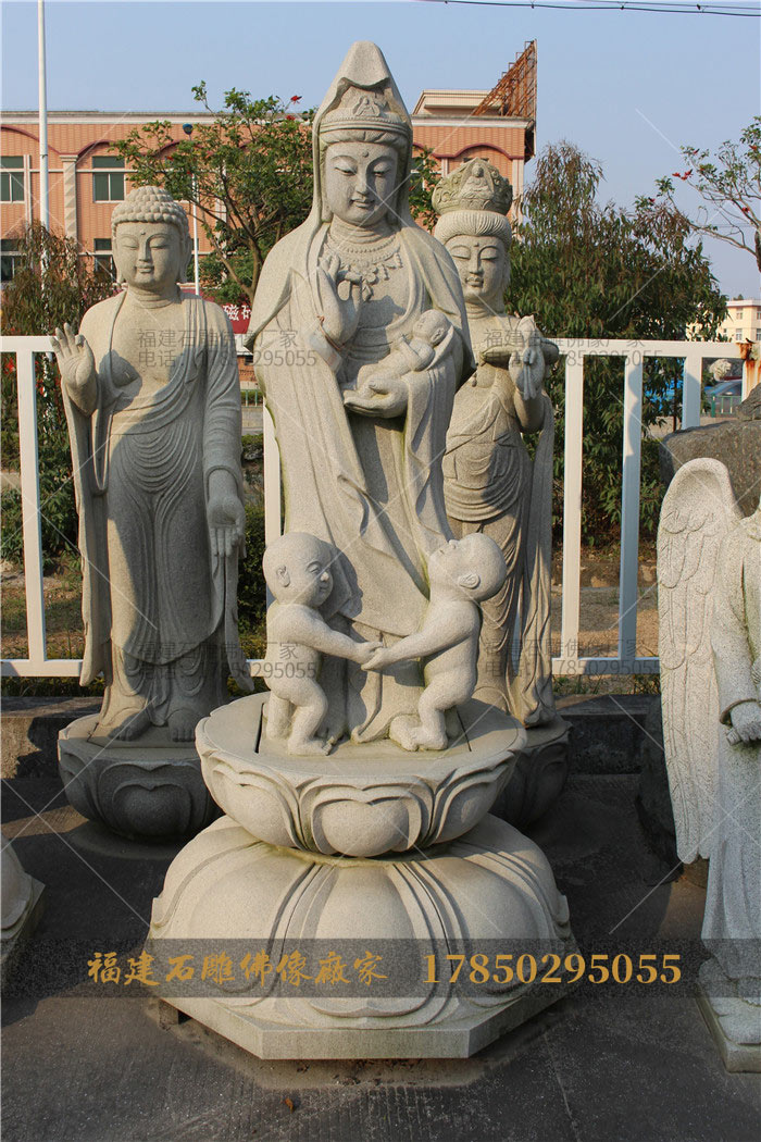 送子观音石雕像